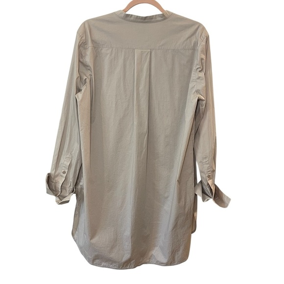 Vince ceramic knife pleat tunic button down beige quiet luxury office career L - Picture 3 of 11